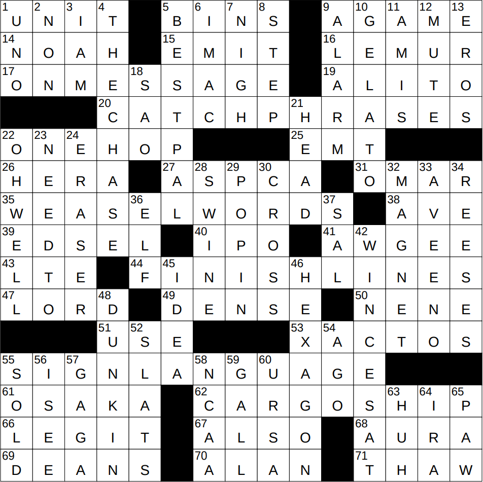 0520 25 NY Times Crossword 20 May 25 Tuesday NYXCrossword