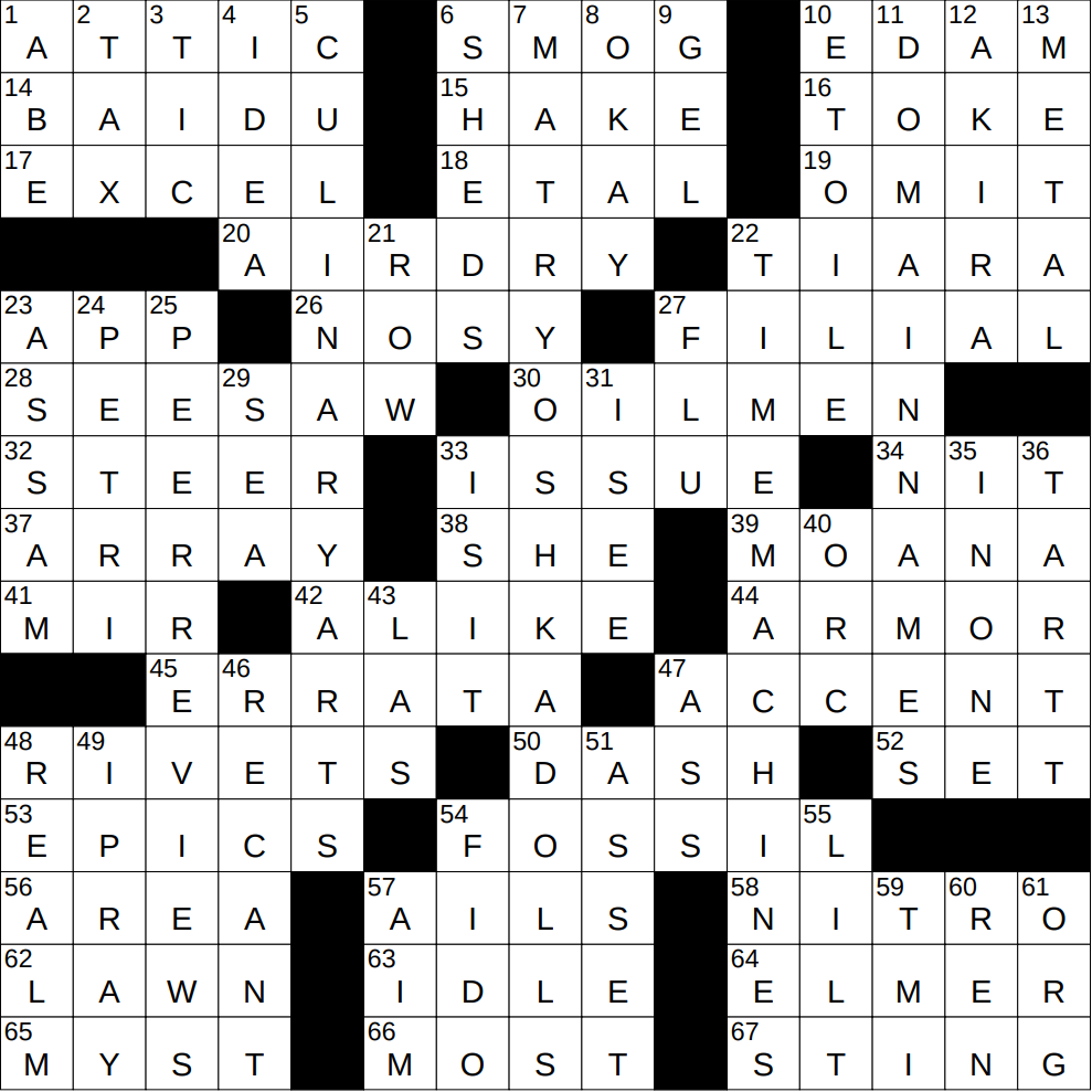 0717 25 NY Times Crossword 17 Jul 25 Thursday NYXCrossword