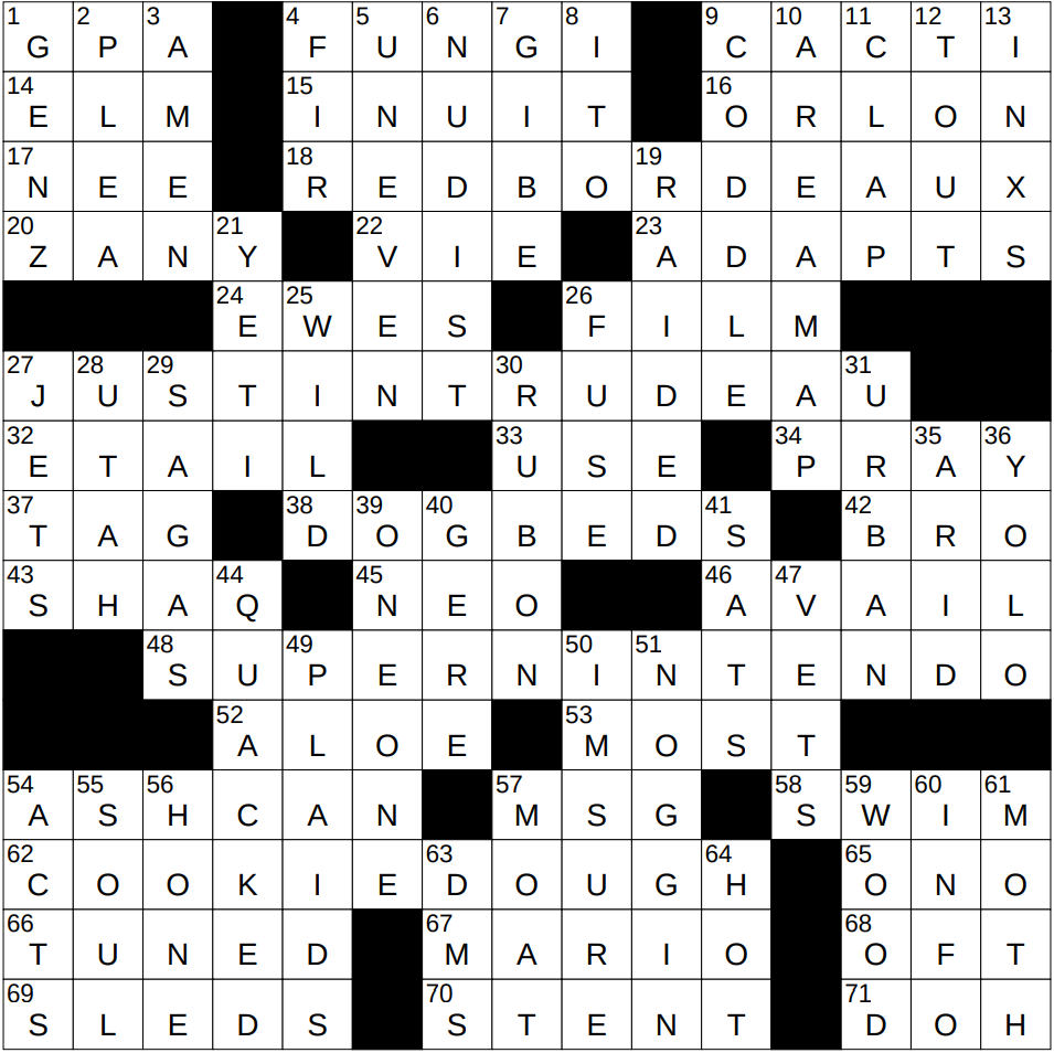 0922 25 NY Times Crossword 22 Sep 25 Monday NYXCrossword