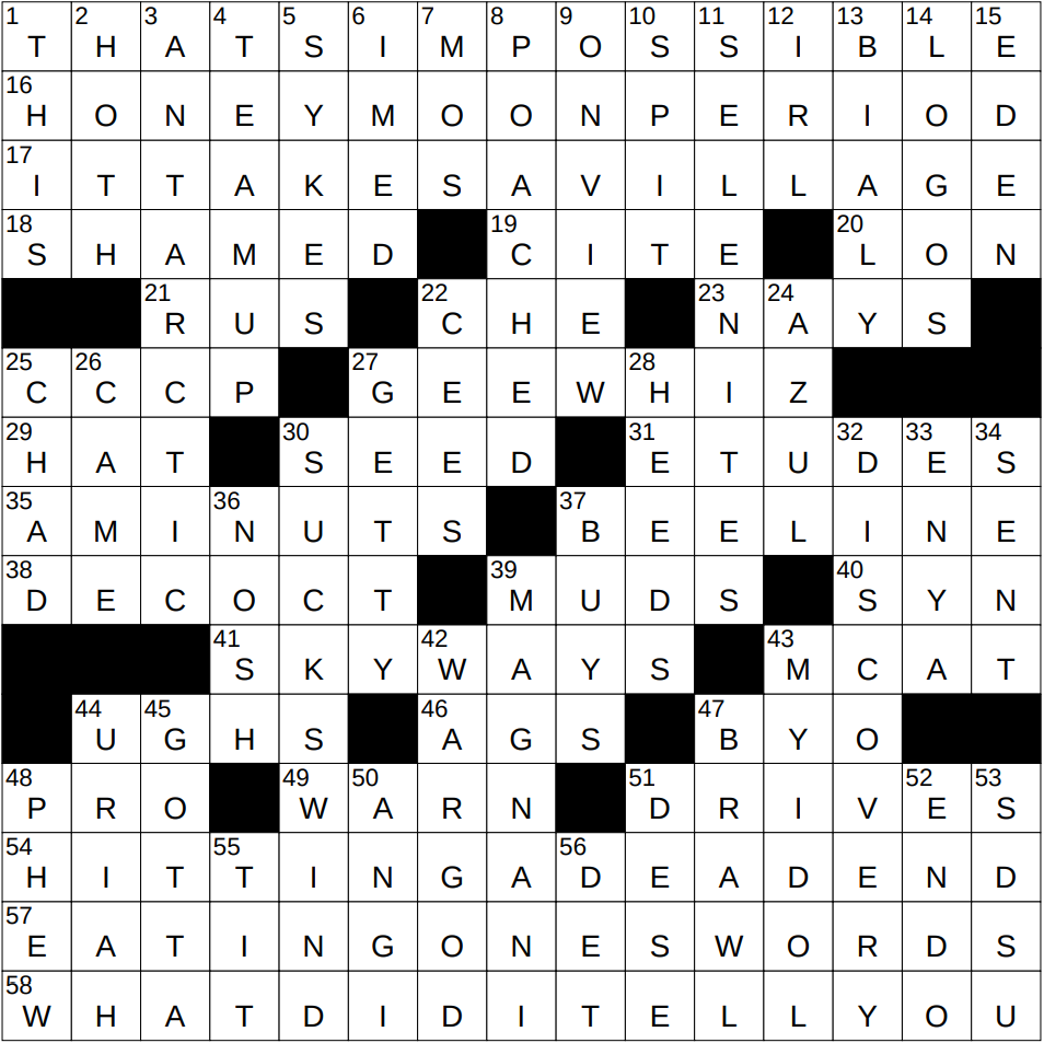 1012 24 NY Times Crossword 12 Oct 24 Saturday NYXCrossword
