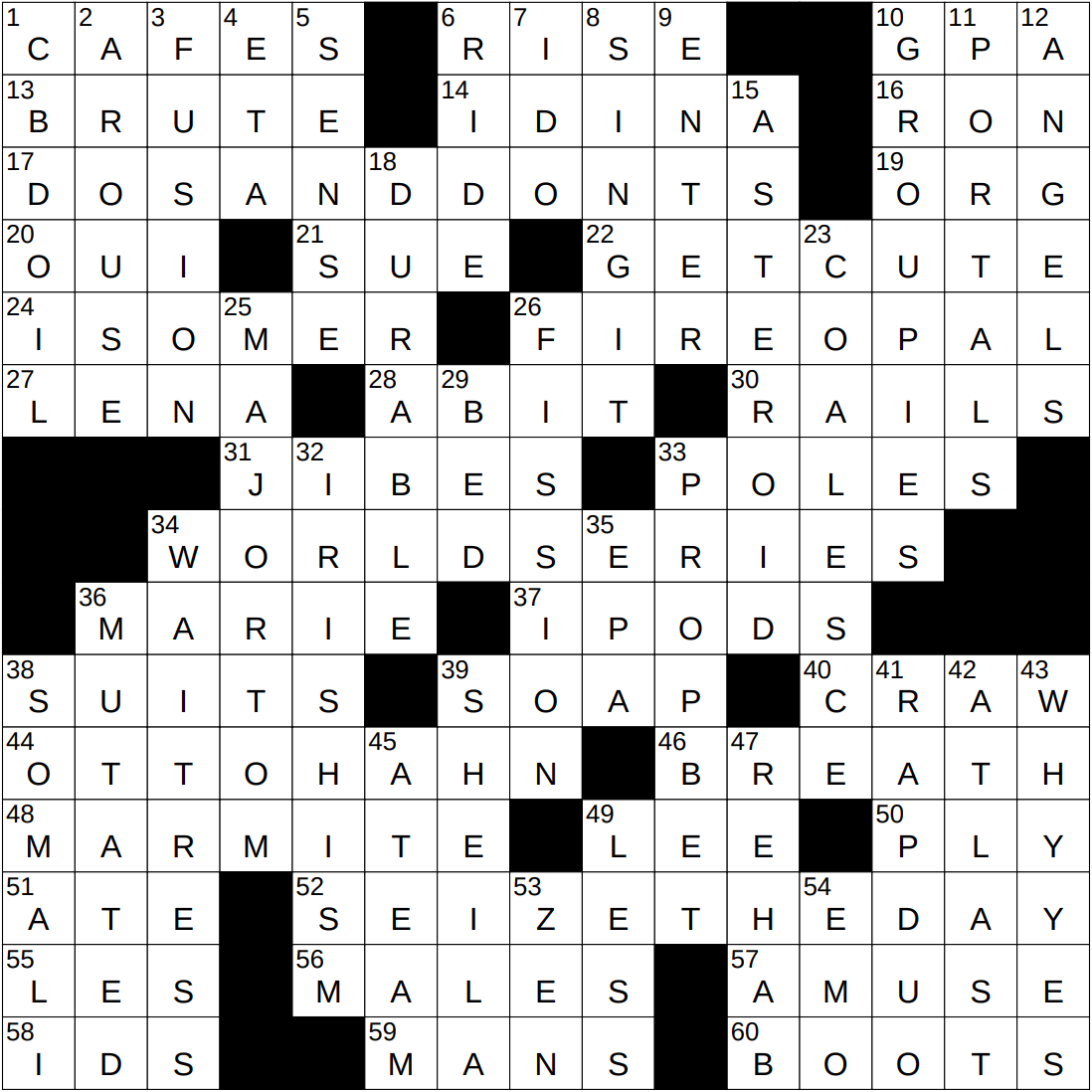 1022 25 NY Times Crossword 22 Oct 25 Wednesday NYXCrossword