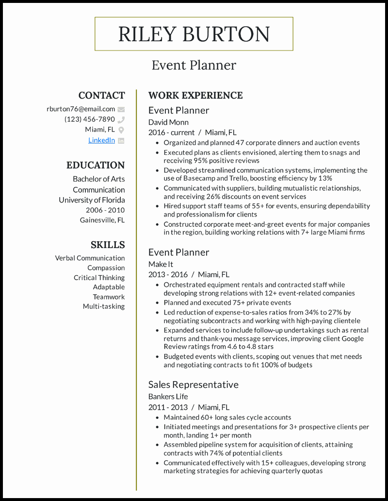 11 Event Planner Resume Examples For 2026