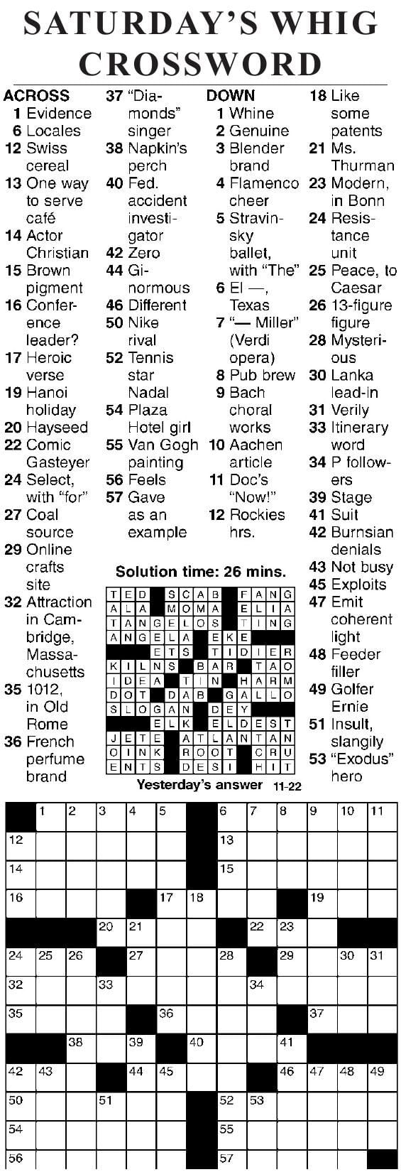 1122 Crossword Crosswords Cecildaily