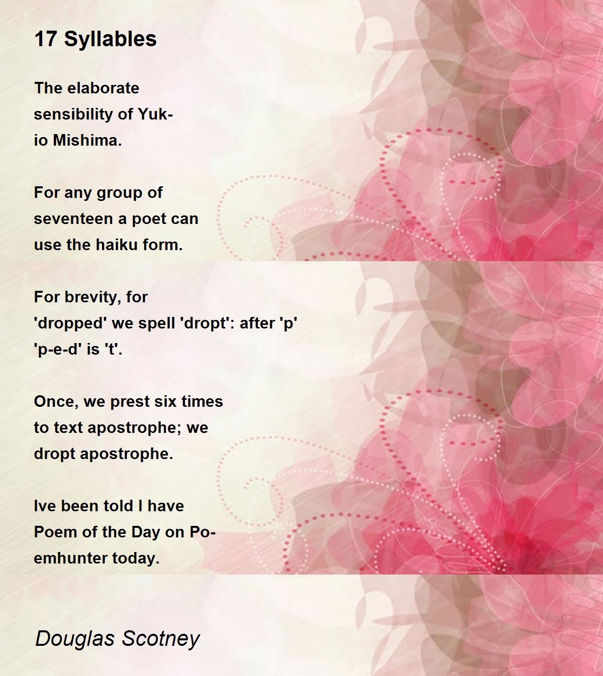 17 Syllables 17 Syllables Poem By Douglas Scotney