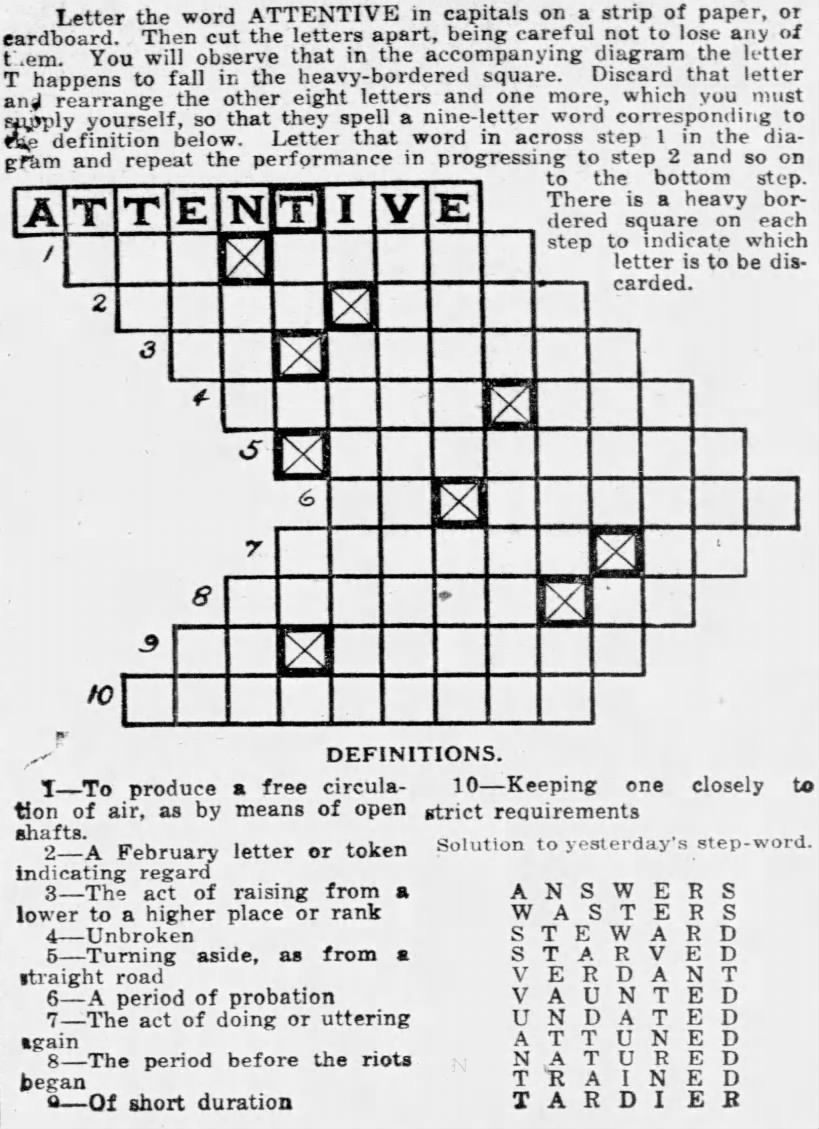 1925 The Year In Crosswords 3 Of 4 T Campbell s Grid
