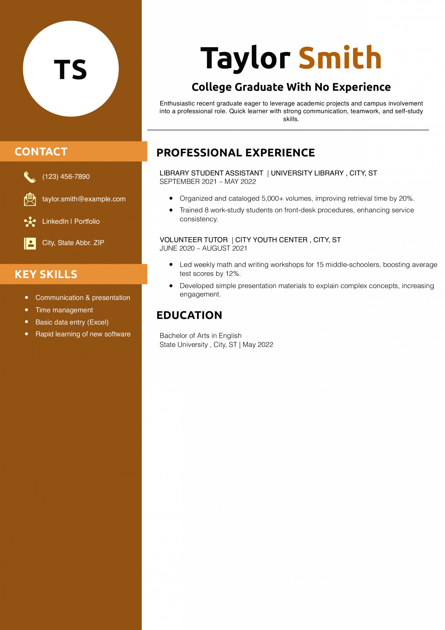 20 Best Recent College Graduate Resume Examples And Templates For 2026