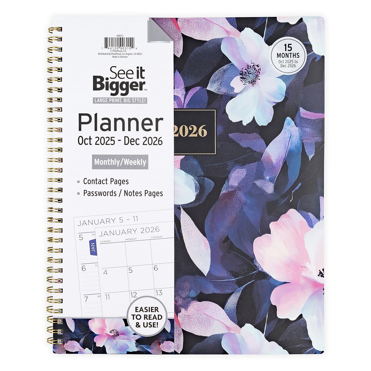 2025 2026 PlanAhead See It Bigger 9 2 X 11 2 Weekly Monthly Planner Paperboard Cover Multicolor Walmart