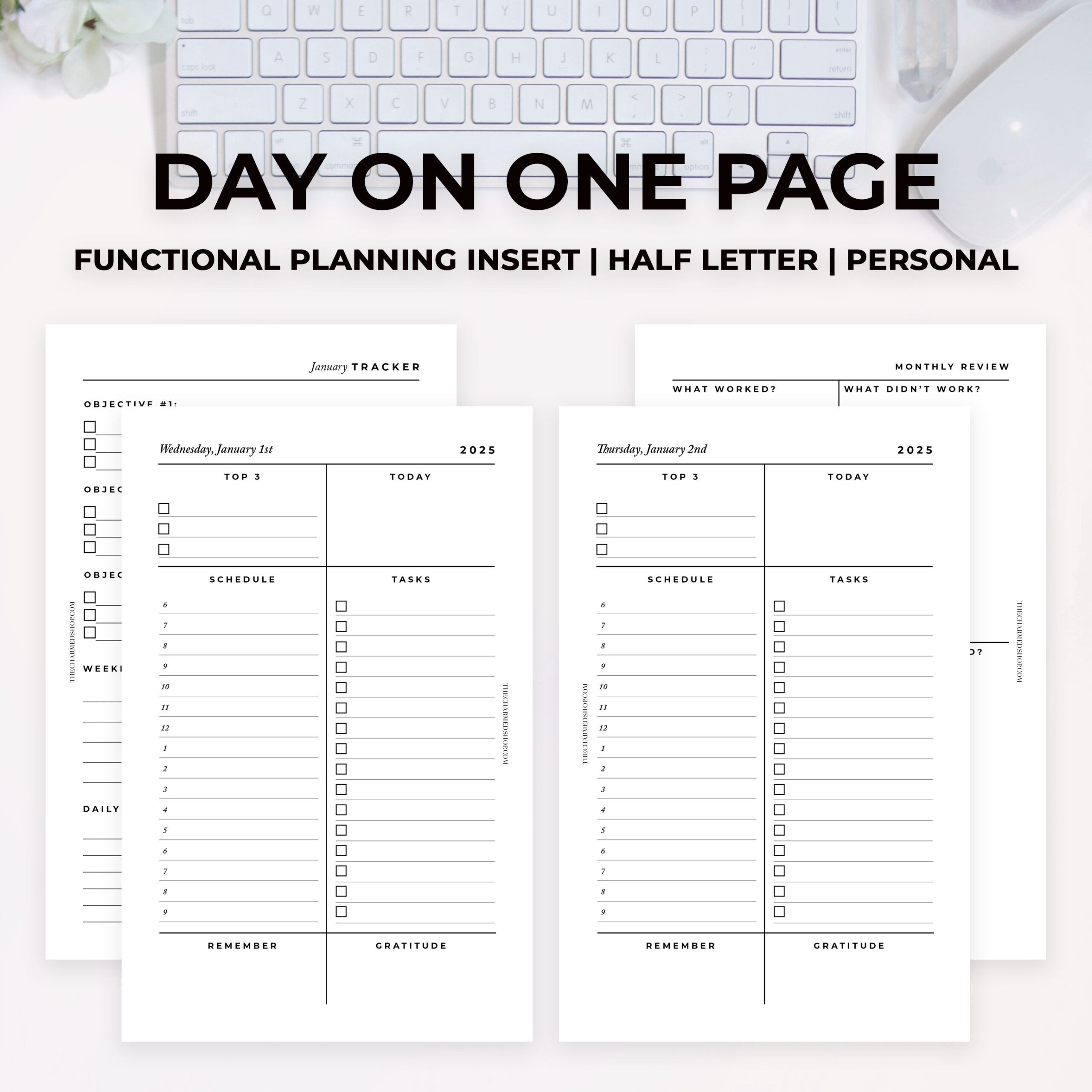2025 Day On One Page Agenda Printable PDF The Charmed Shop