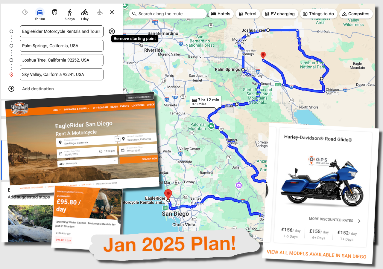 2025 Plan Harley Davidson Rental Exploring San Diego Palm Springs Joshua Beginner Biker Adventures
