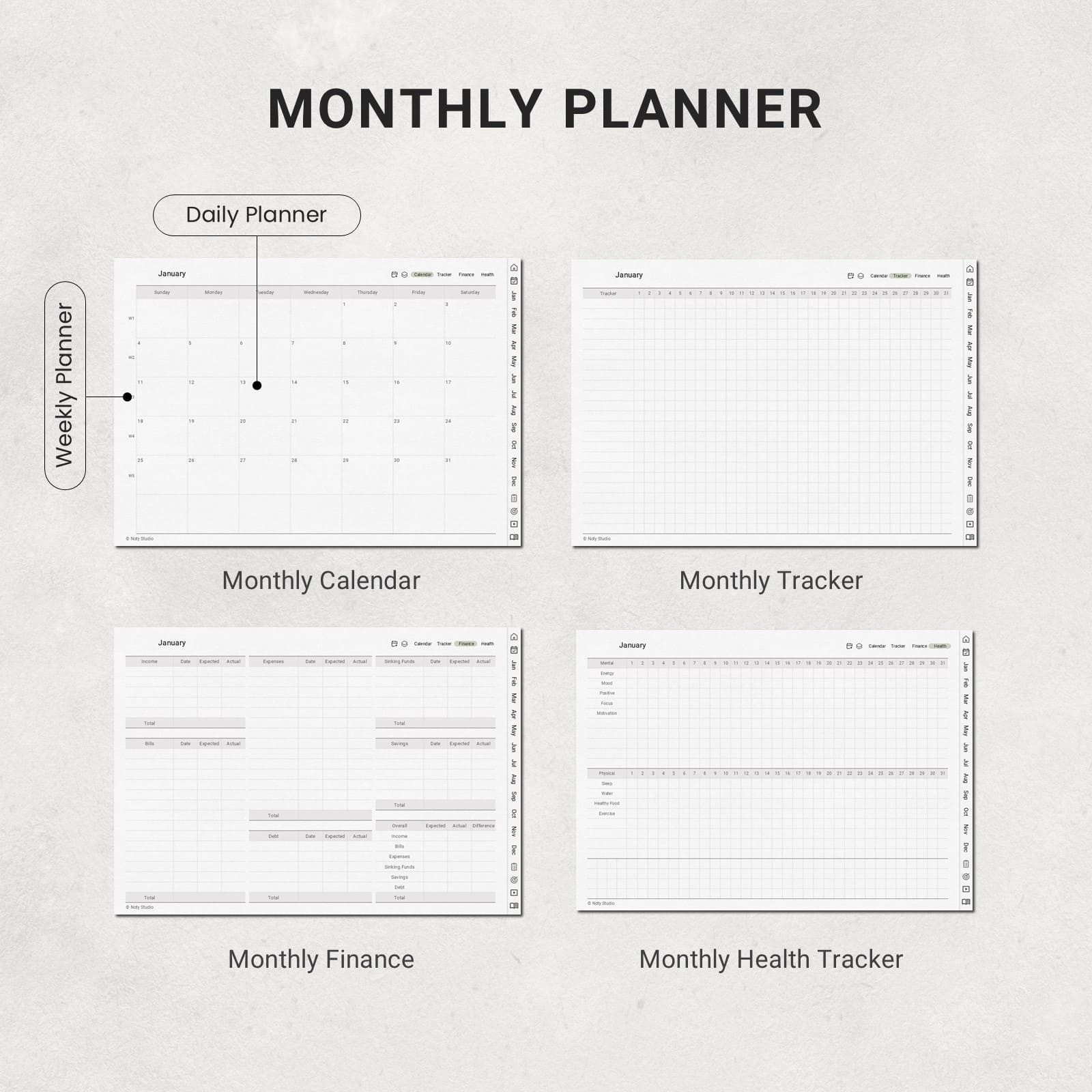 2026 Digital Planner Set For PDF Annotation APP Goodnotes Noty Studio