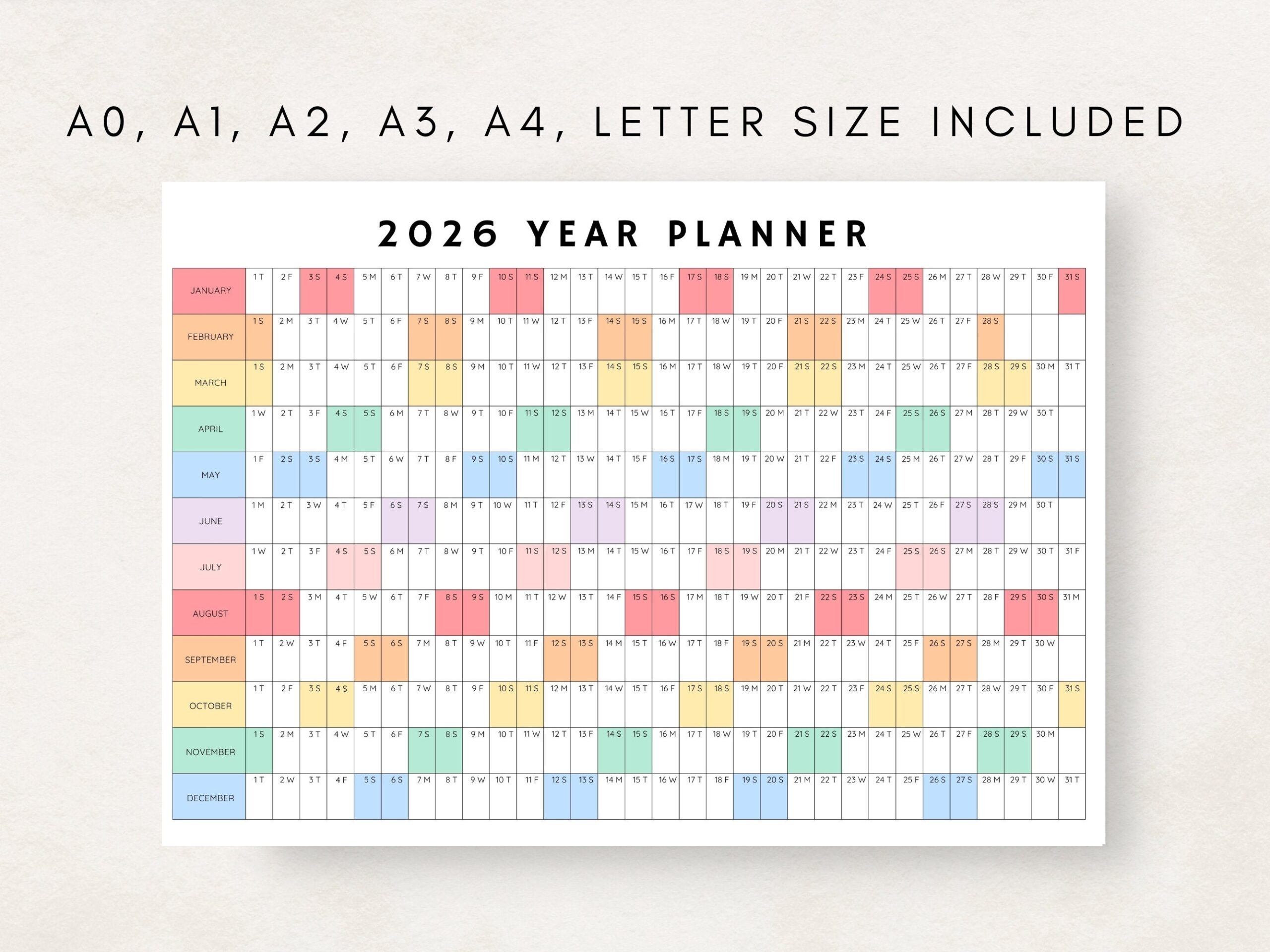 2026 Yearly Planner 2026 Year Planner Printable Yearly Planning Calendar 2026 Agenda Yearly Wall Calendar Year At A Glance 2026 Plan Etsy Denmark