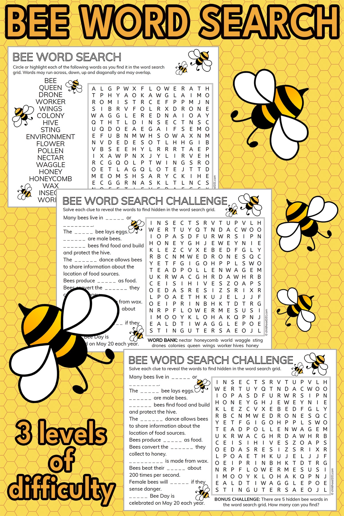3 Bee Word Search Printables With A Fun Bee Challenge 3 Bee Word Search Printables With A Fun Bee Challenge