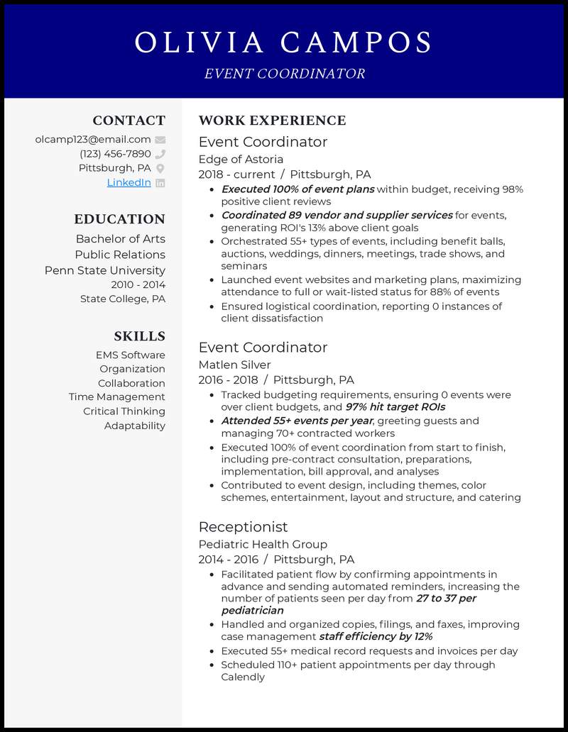 3 Event Coordinator Resume Examples That Got Jobs In 2026