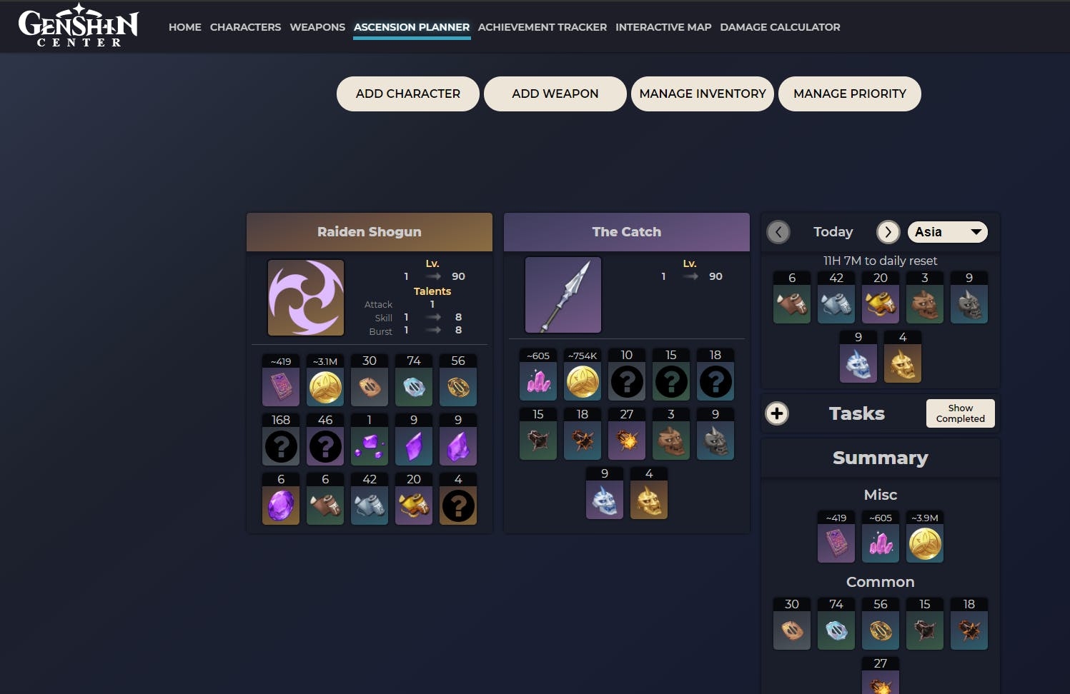 genshin ascension planner