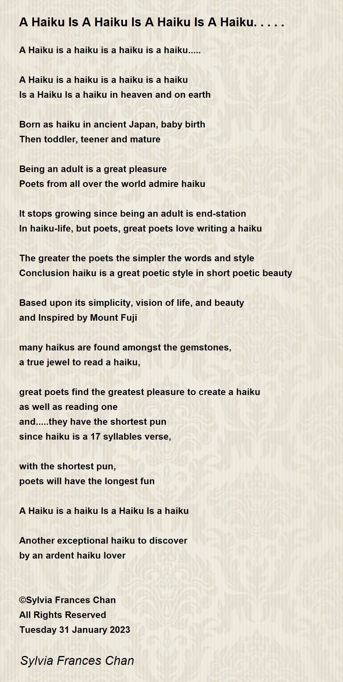 poem with 17 syllables