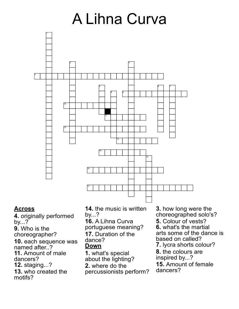 A Lihna Curva Crossword WordMint