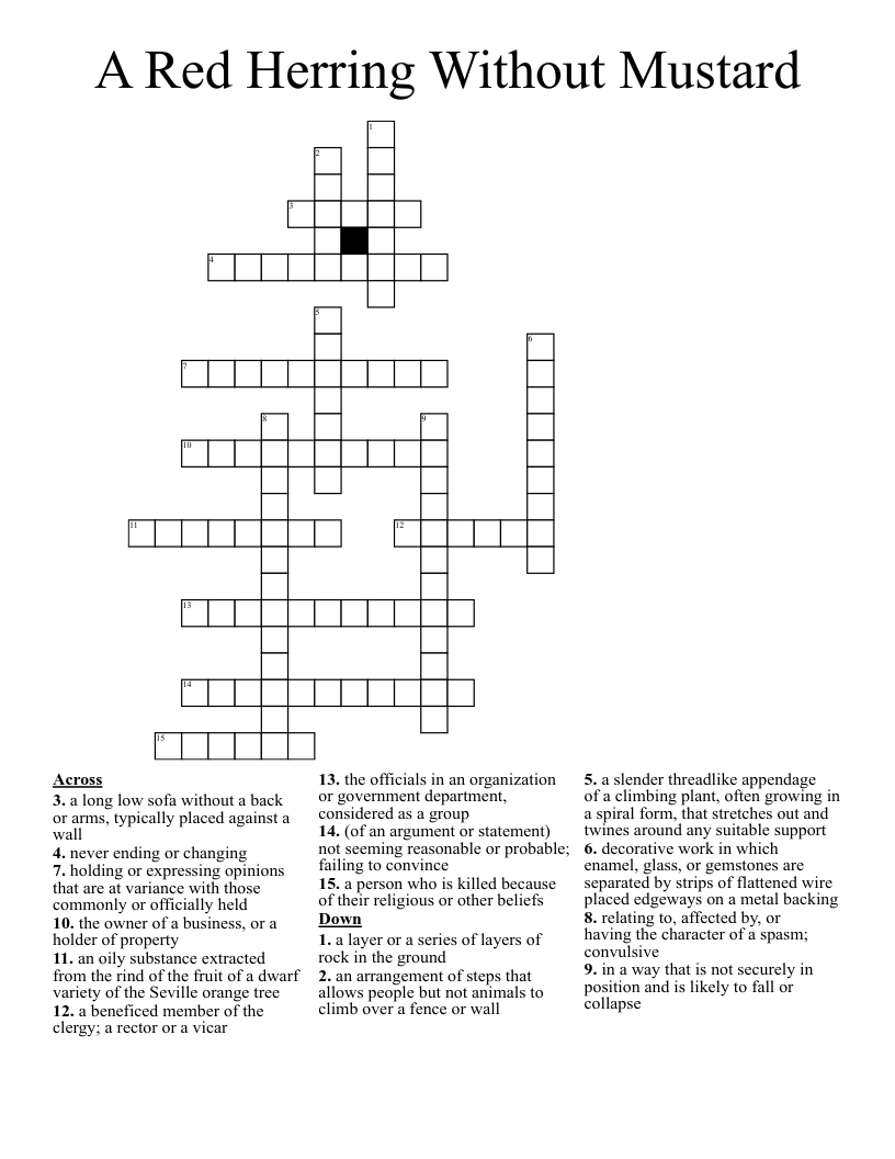 A Red Herring Without Mustard Crossword WordMint A Red Herring Without Mustard Crossword WordMint