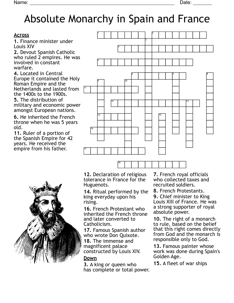 Absolute Monarchy In Spain And France Crossword WordMint