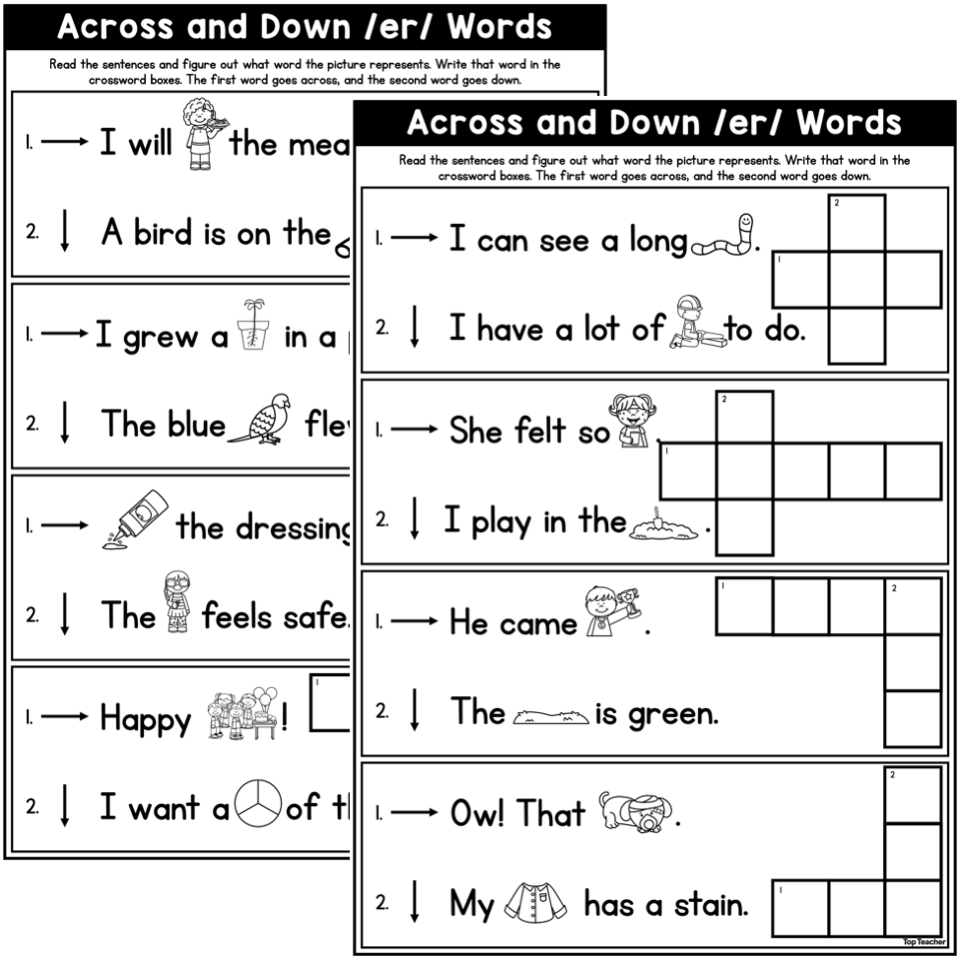 Across Down Words Worksheet er Top Teacher Across Down Words Worksheet er Top Teacher