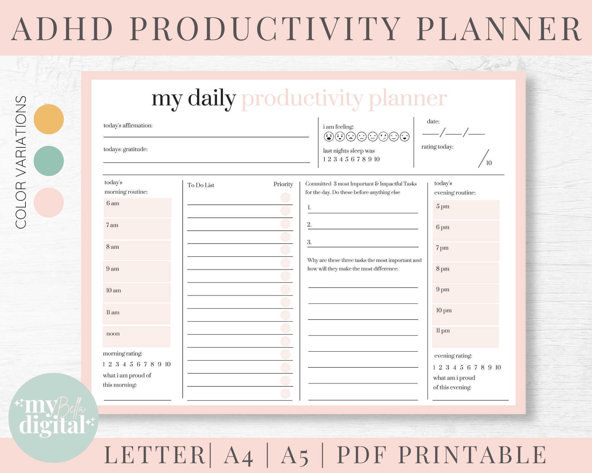 ADHD Planner Adhd Planner Printable Adhd Daily Planner Adhd Planner Adult Adhd Digital Planner Adhd To Do List Habit Tracker PDF Etsy