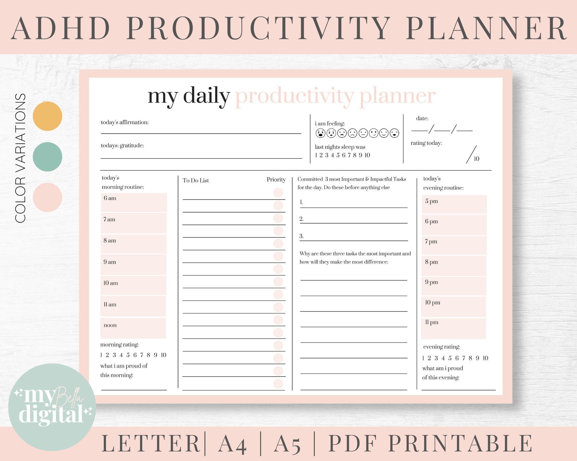 ADHD Planner Adhd Planner Printable Adhd Daily Planner Adhd Planner Adult Adhd Digital Planner Adhd To Do List Habit Tracker PDF Etsy