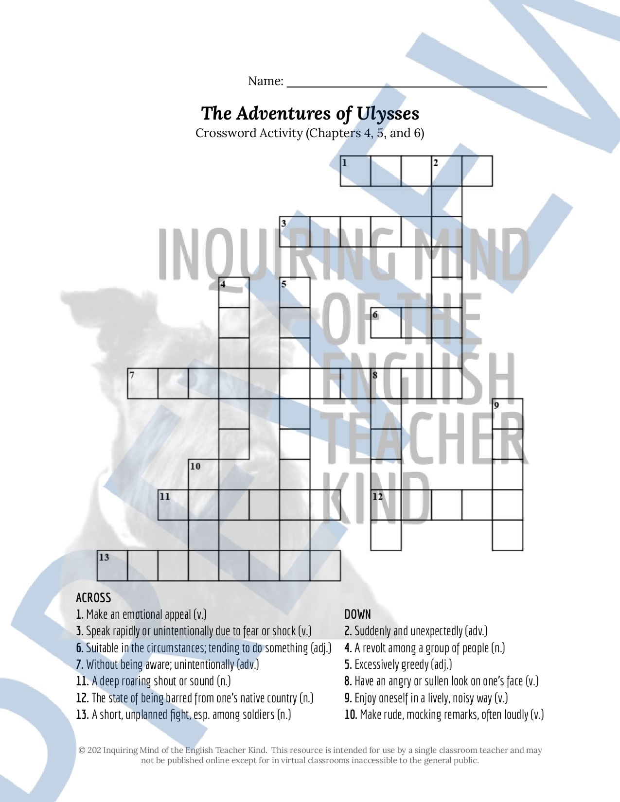 Adventures Of Ulysses Chapters 4 6 Quiz Inference Worksheet And Vocabulary Games Bundle Made By Teachers