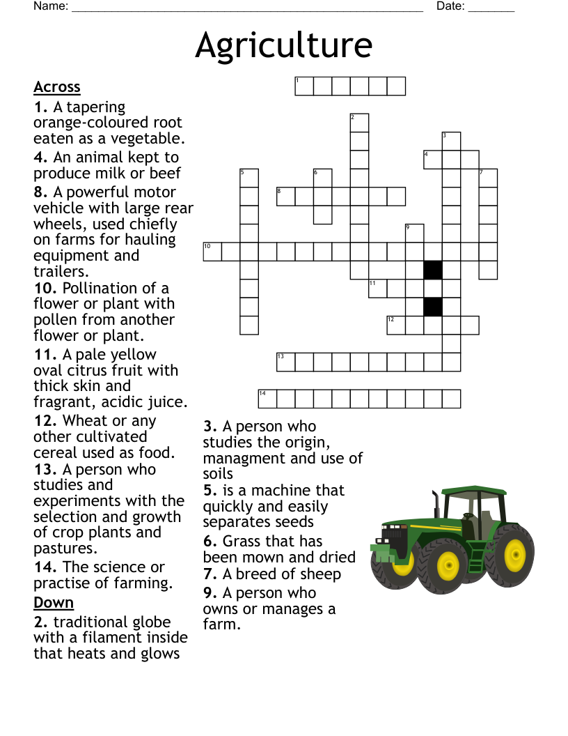 Agriculture Crossword WordMint
