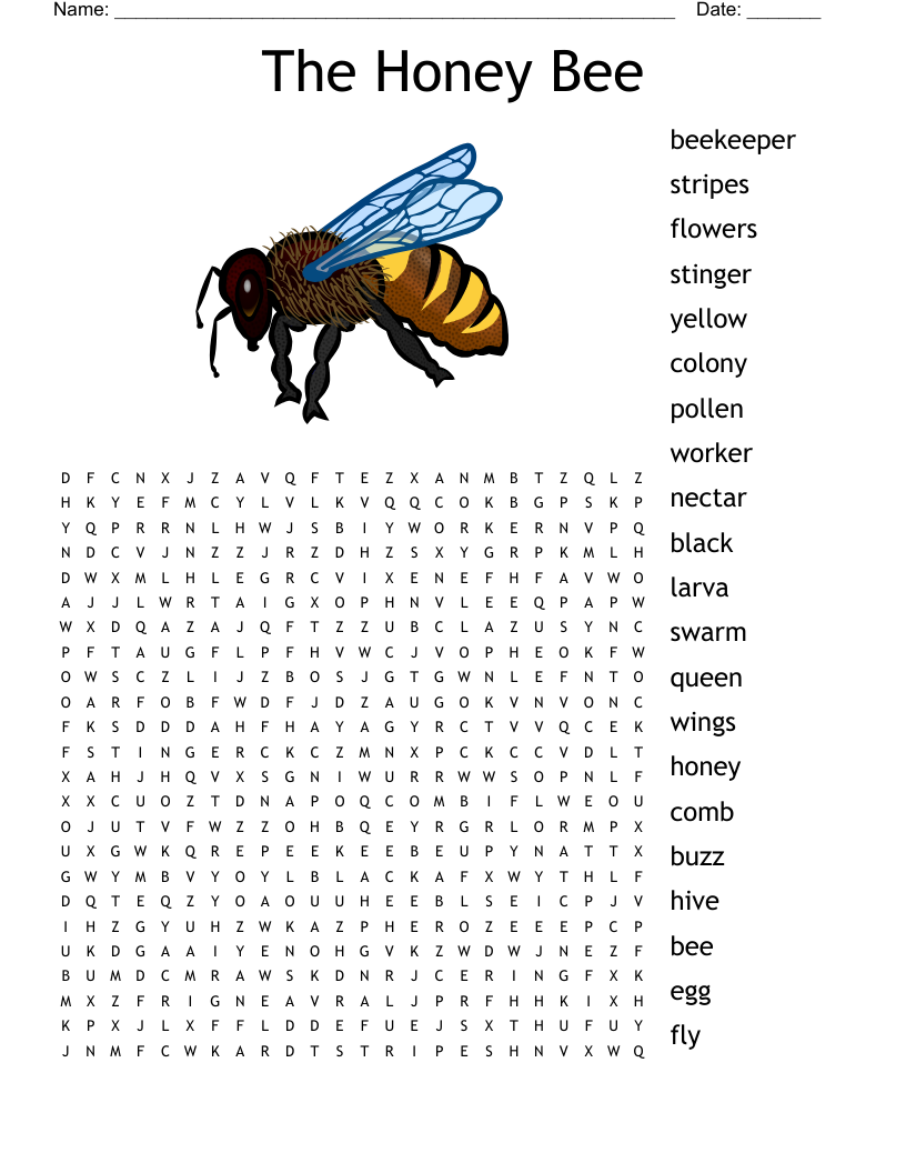 All About Bees Crossword WordMint