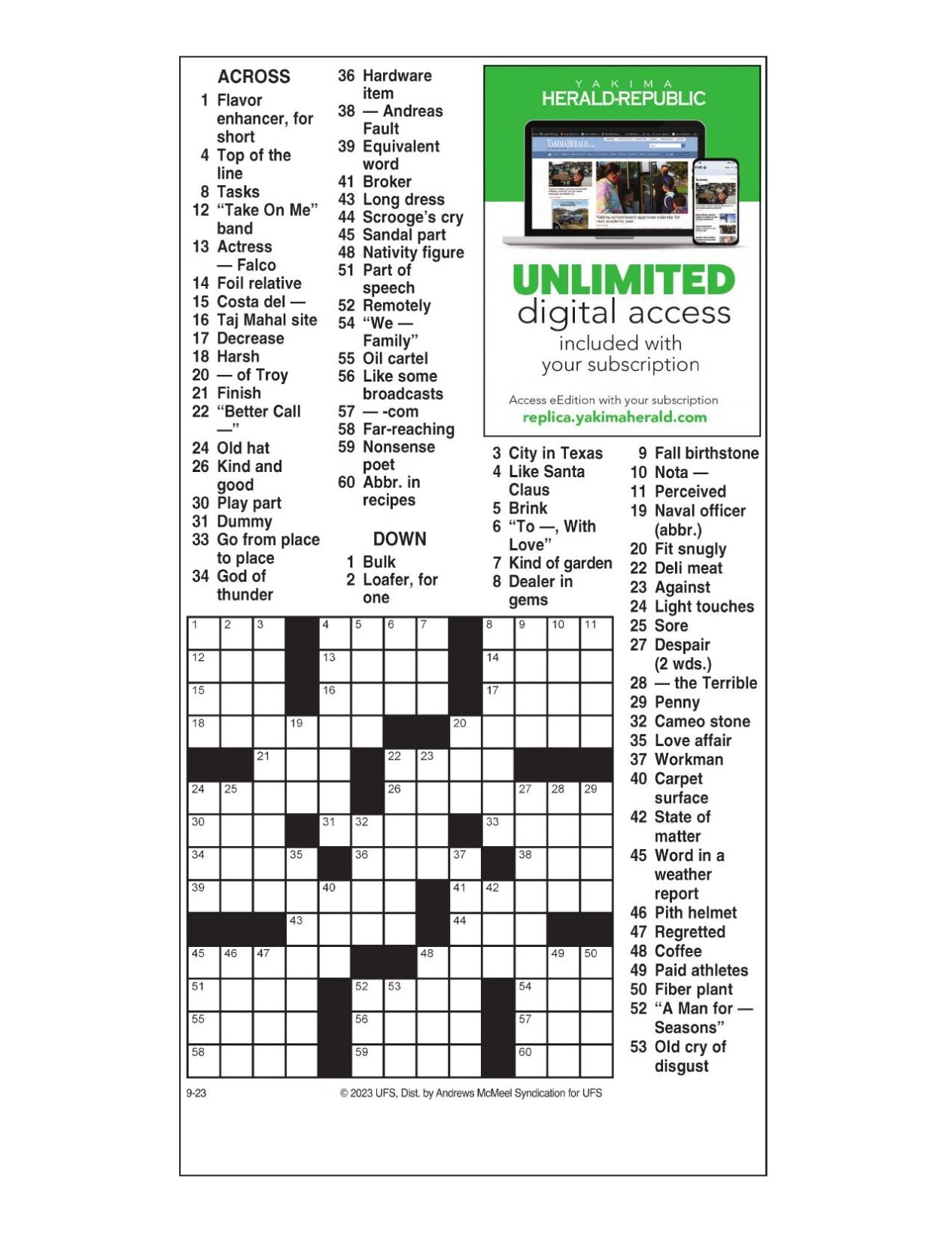 take on me band crossword