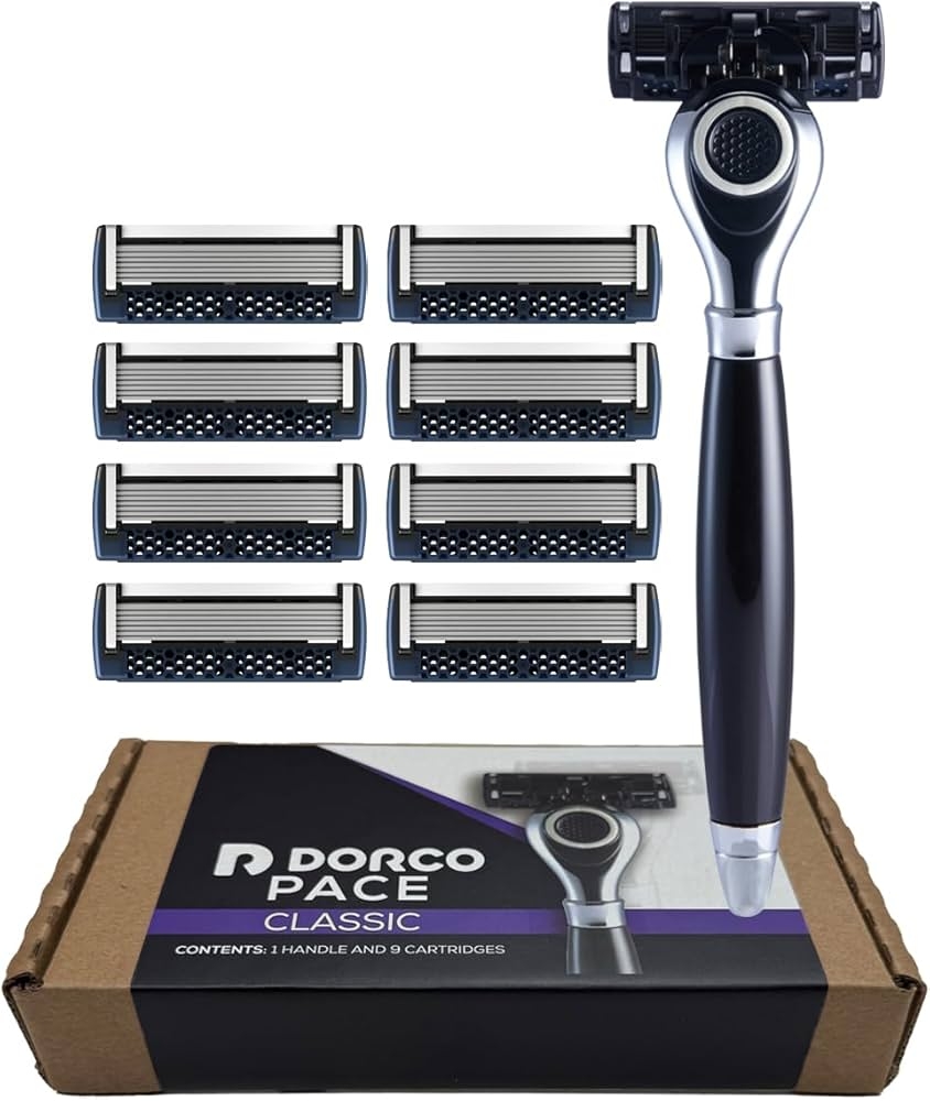 Amazon DORCO Pace Classic Seven Blade Razor System With Pivoting Head And Premium Handle 9 Pack 1 Handle 9 Cartridges Beauty Personal Care