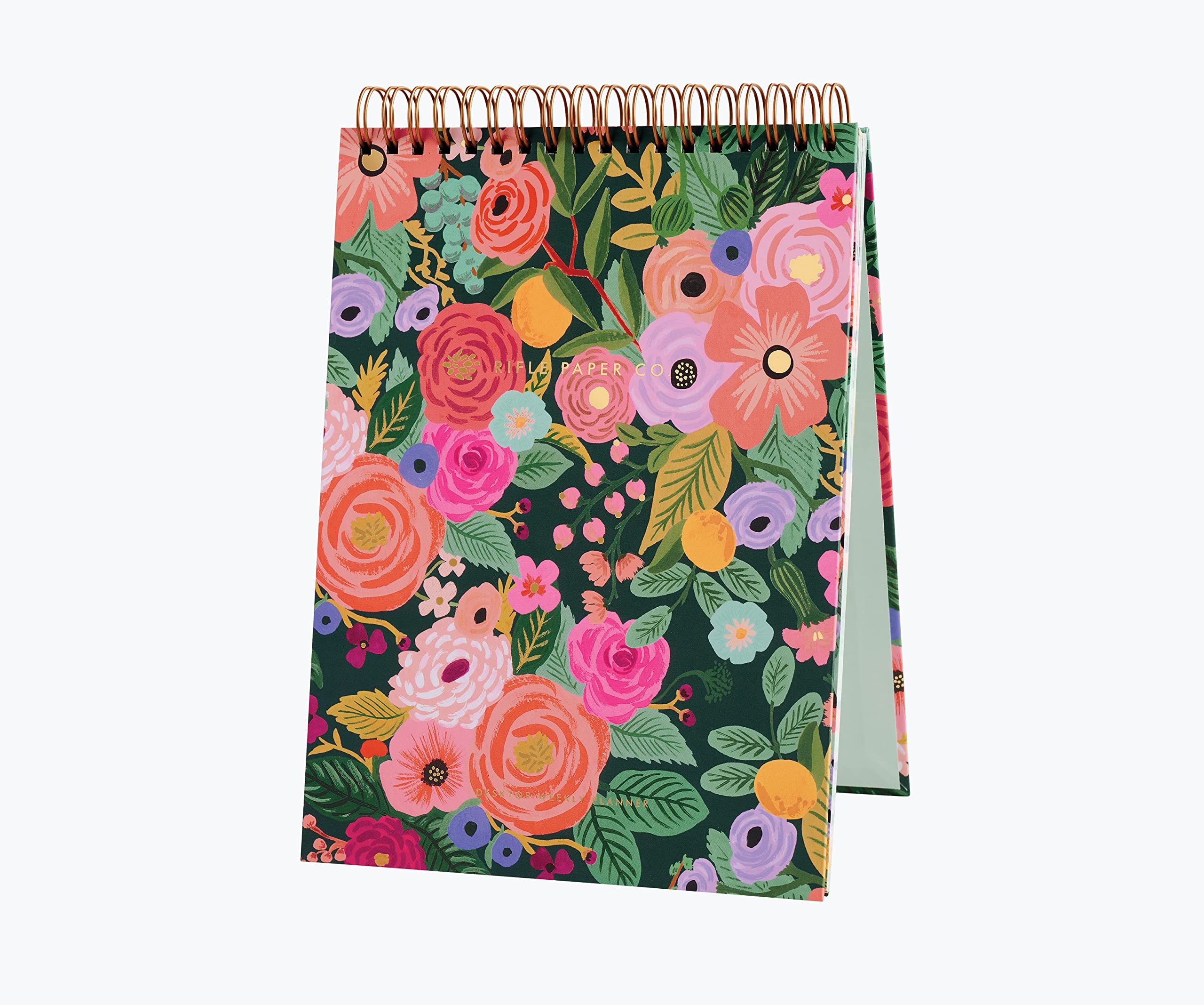 Amazon RIFLE PAPER CO Garden Party Desktop Weekly Planner 52 Undated Pages Printed Front And Back Metallic Gold Foil And Spiral Bound Printed In Full Color And Foil Stamped Office Products