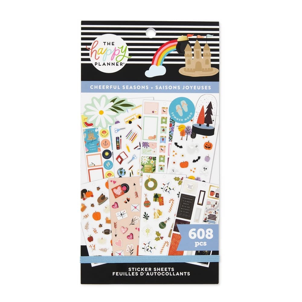 Amazon The Happy Planner Sticker Pack For Calendars Journals And Projects Multi Color Easy Peel Scrapbook Accessories Cheerful Seasons Theme 30 Sheets 608 Stickers Total Office Products