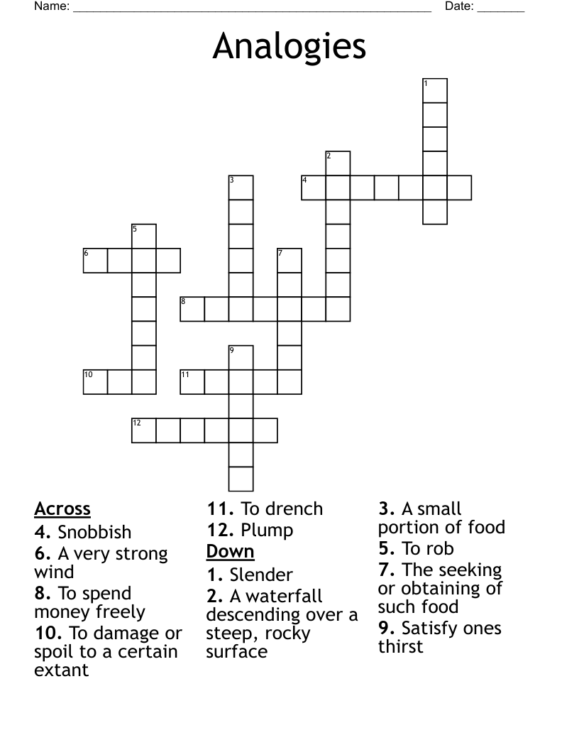 Analogies Crossword WordMint