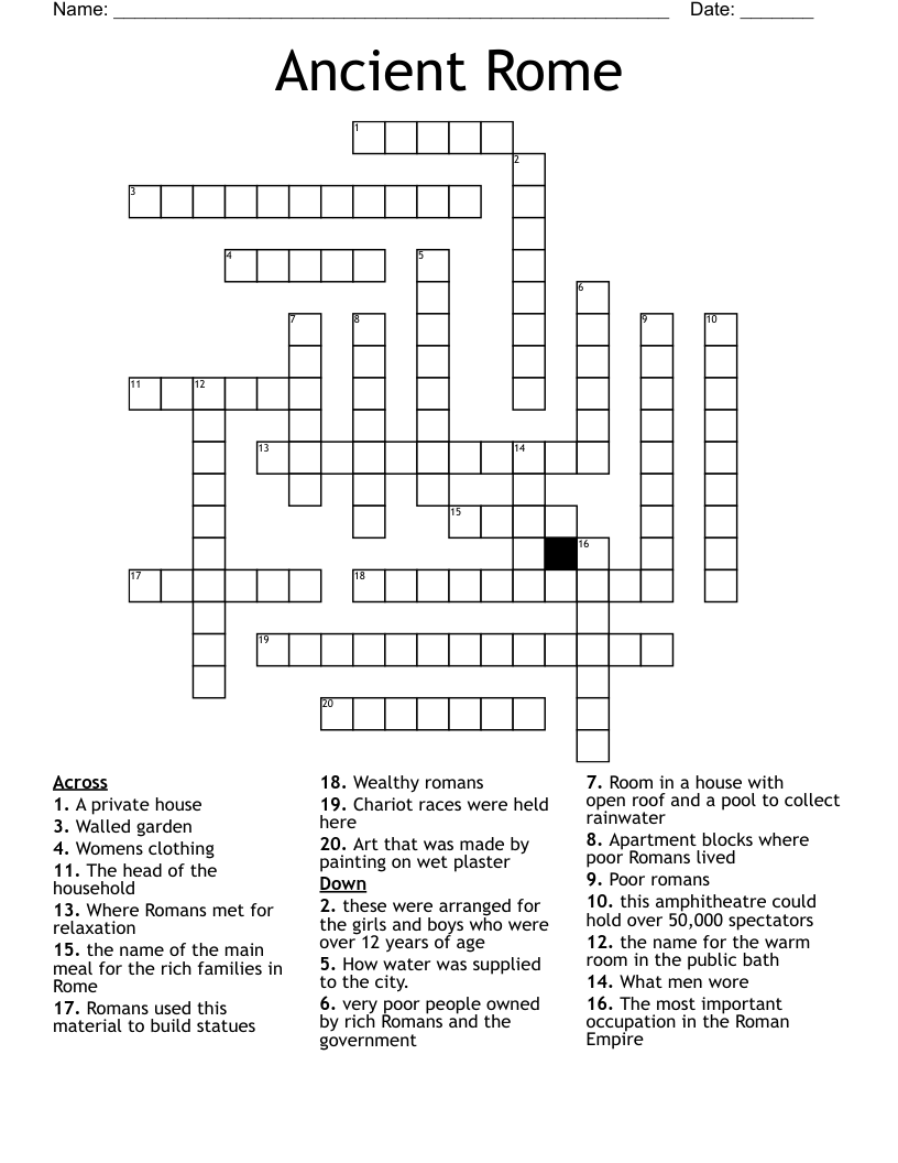 Ancient Rome Crossword WordMint