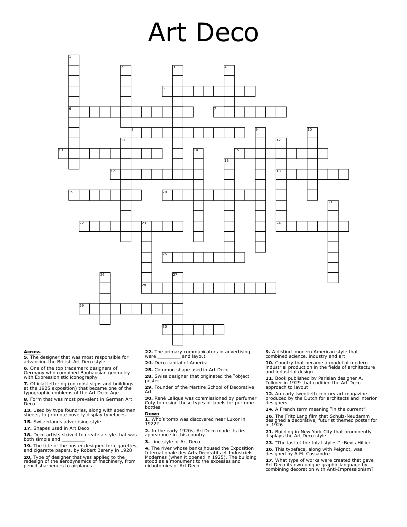 Art Deco Crossword WordMint