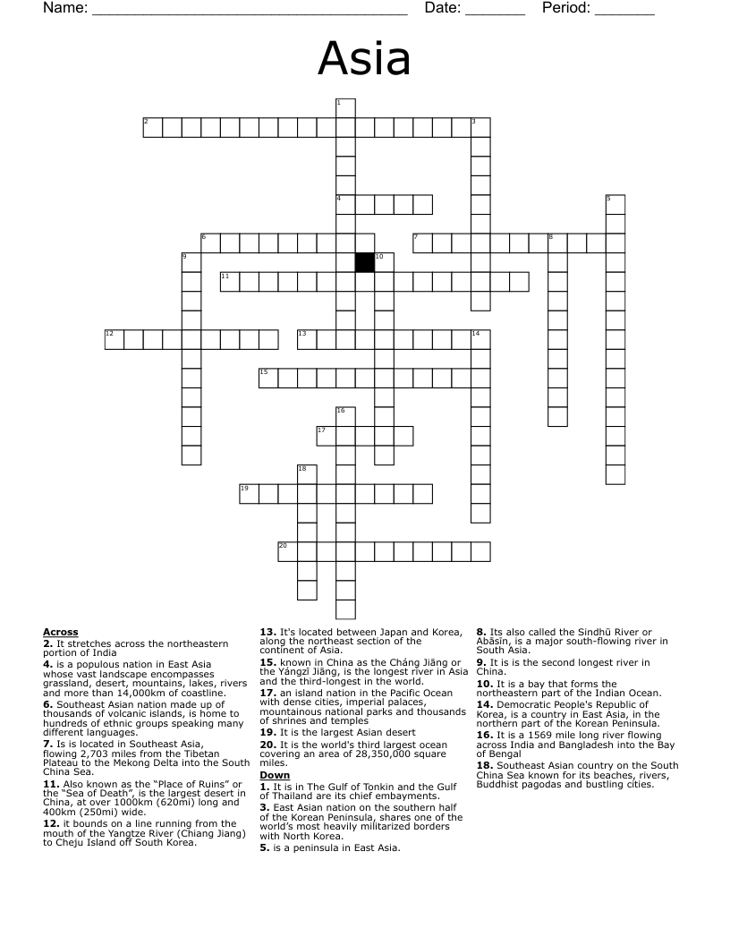 Asia Crossword WordMint