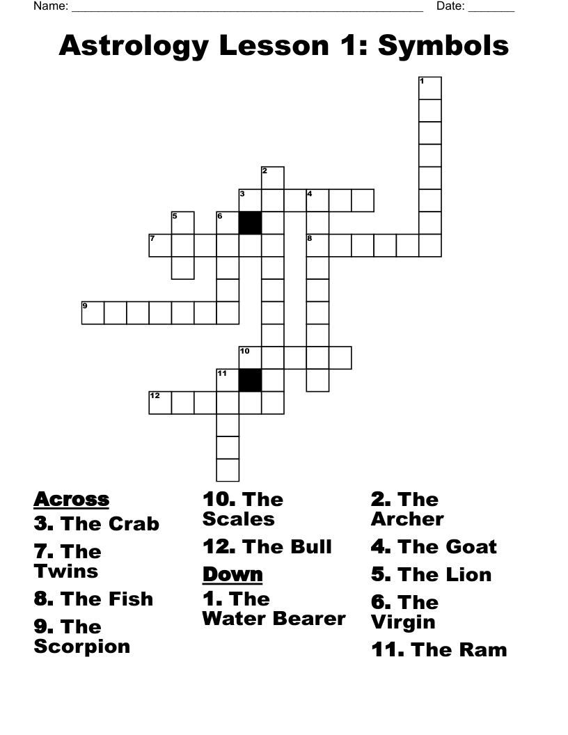 Astrology Lesson 1 Symbols Crossword WordMint