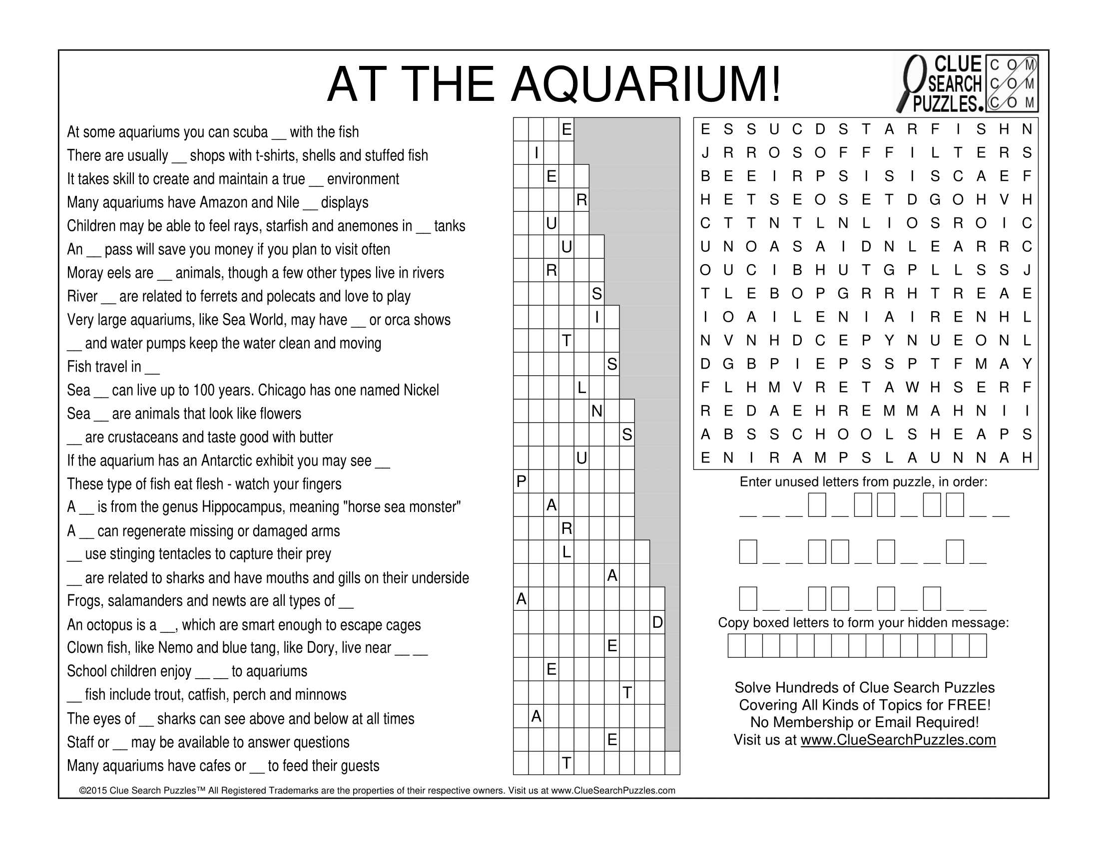 AT THE AQUARIUM TRIVIA QUIZ AT THE AQUARIUM TRIVIA QUIZ