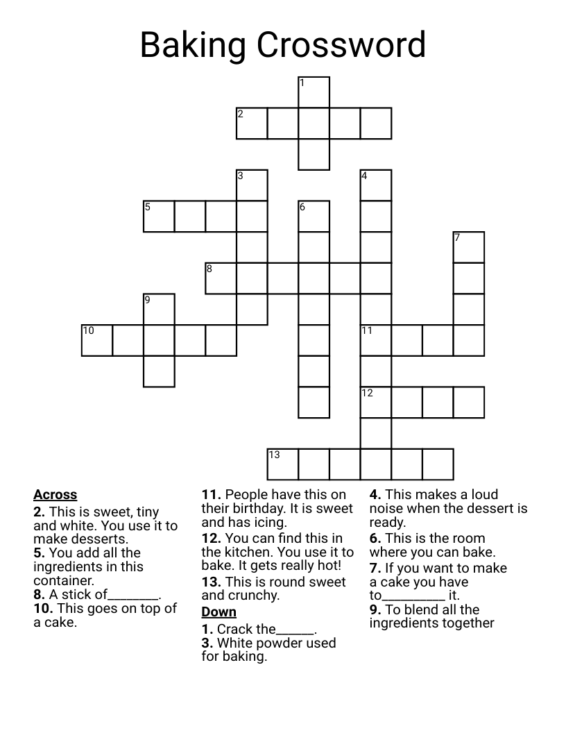 Baking Crossword WordMint Baking Crossword WordMint