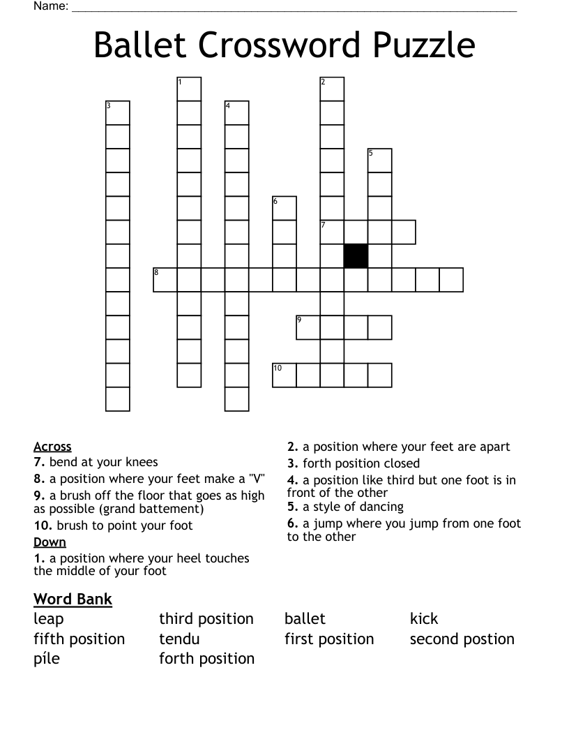 Ballet Crossword Puzzle WordMint Ballet Crossword Puzzle WordMint