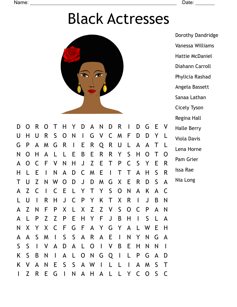 Black Actresses Word Search WordMint Black Actresses Word Search WordMint
