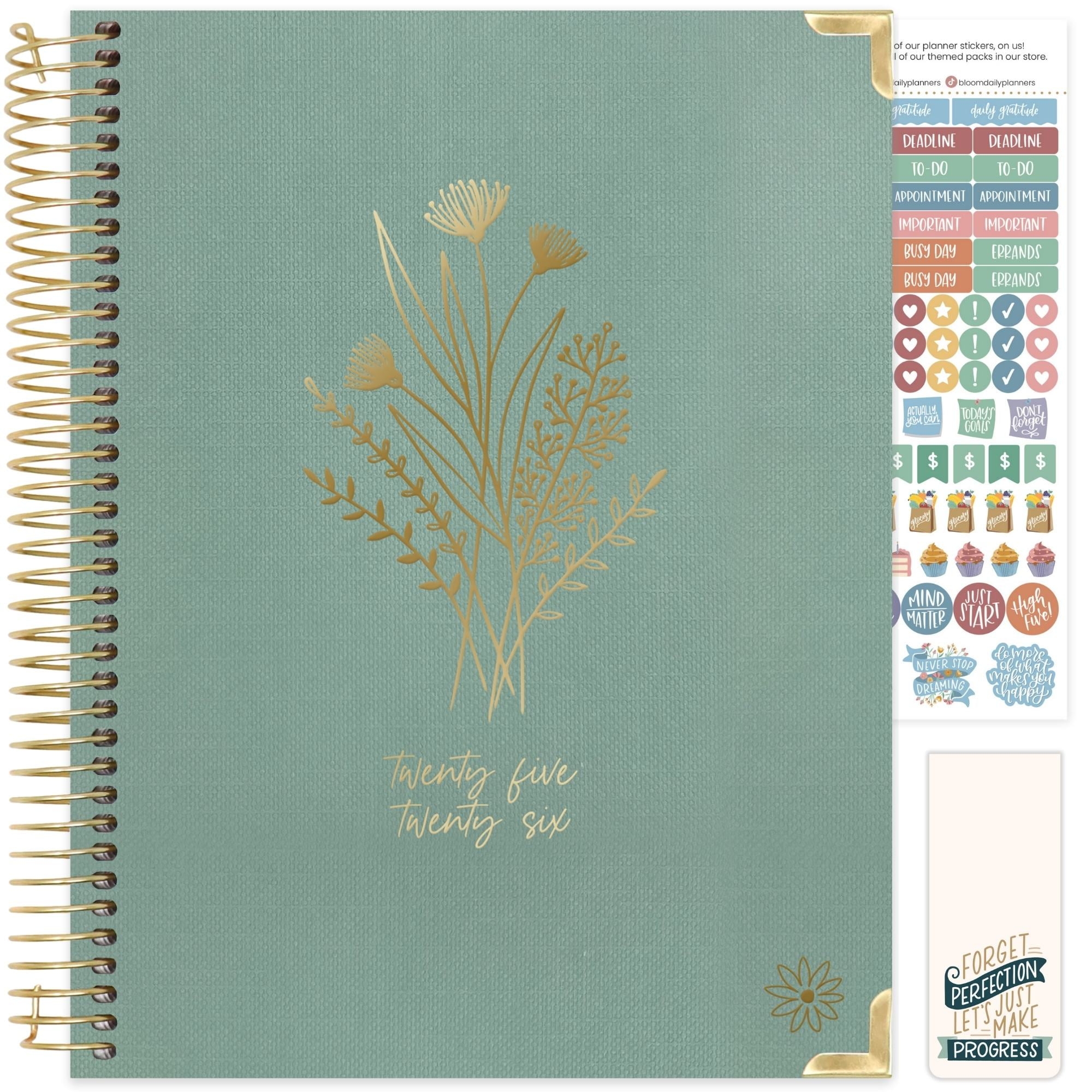 Bloom Daily Planners 2025 26 Academic Planner Hard Cover 8 5 X 11 Green Linen Walmart