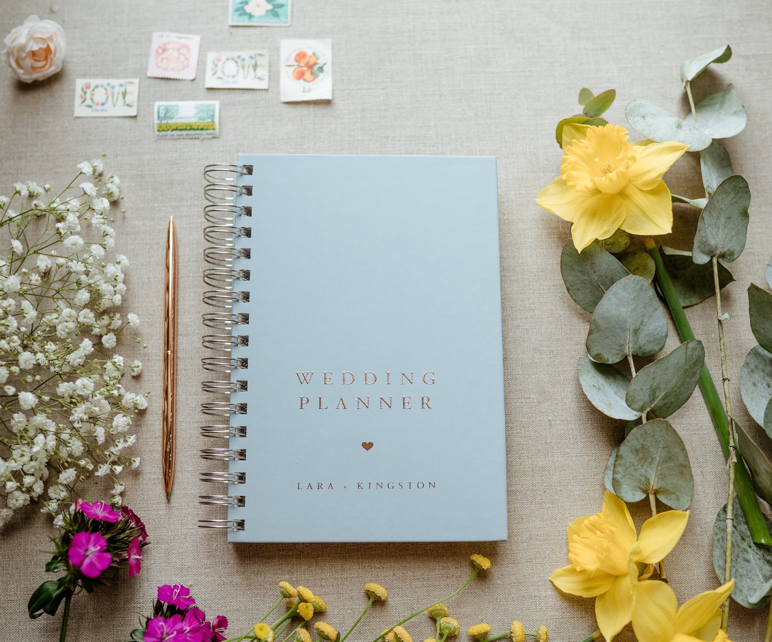 Blue Wedding Planner Book Real Rose Gold Foil Gold Wedding Planner Bridal Shower Gift Personalized Wedding Planner Dusty Blue Etsy