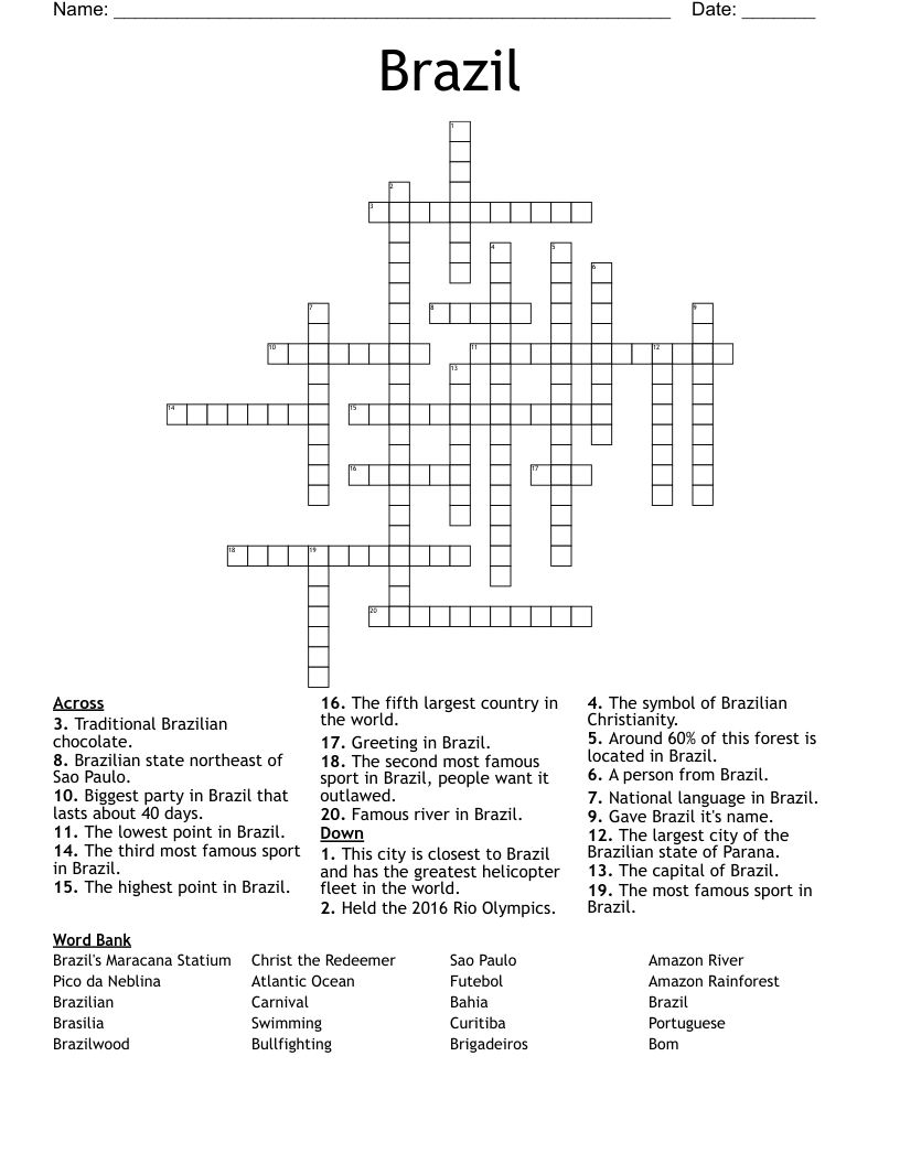 BRAZIL Crossword WordMint