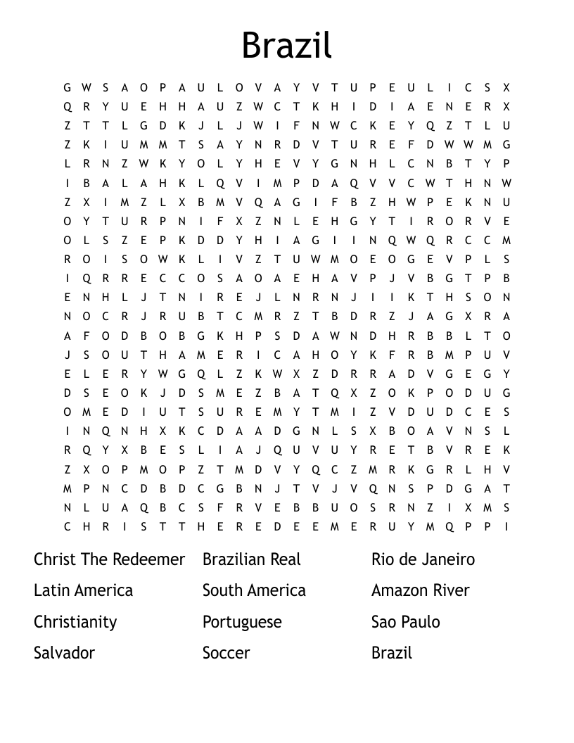 Brazil Word Search WordMint