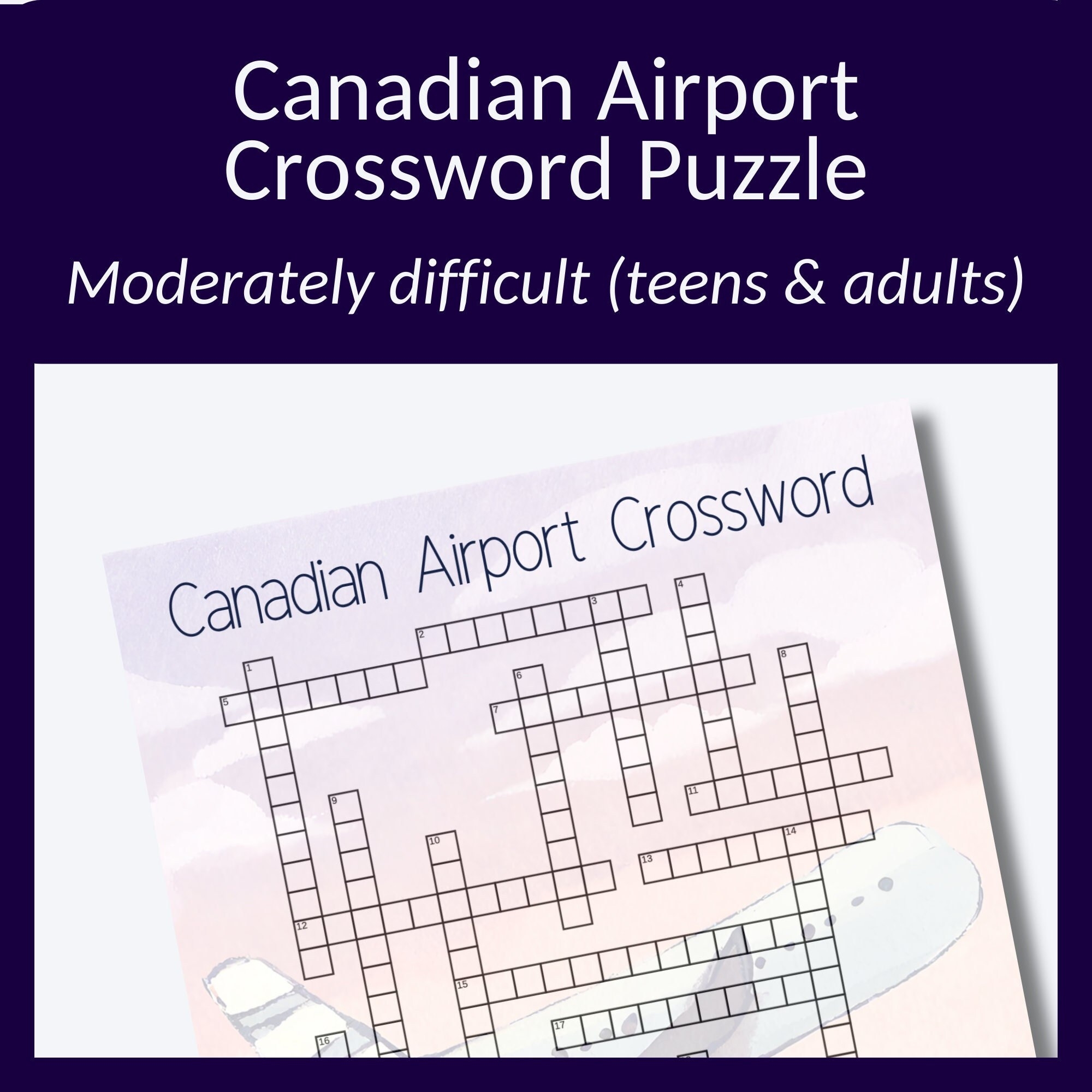 Canadian Airport IATA Code Crossword Puzzle digital Download Etsy Canada