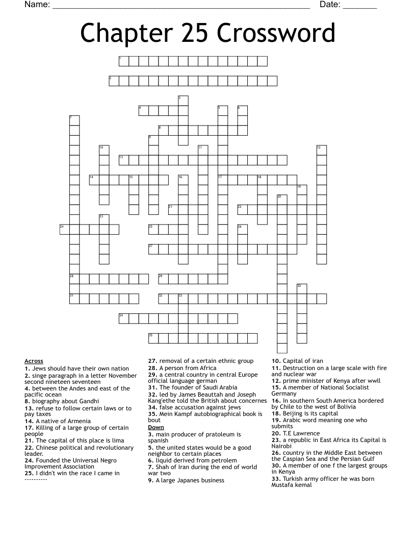 Chapter 25 Crossword WordMint