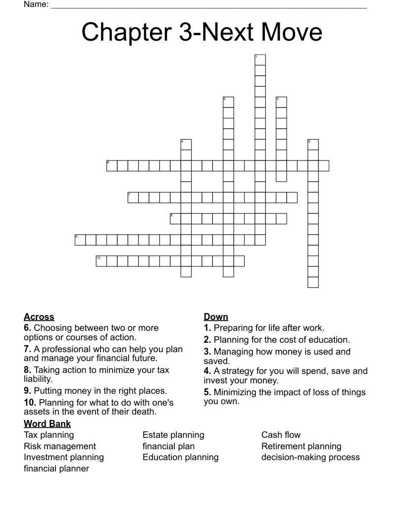 Chapter 3 Next Move Crossword WordMint