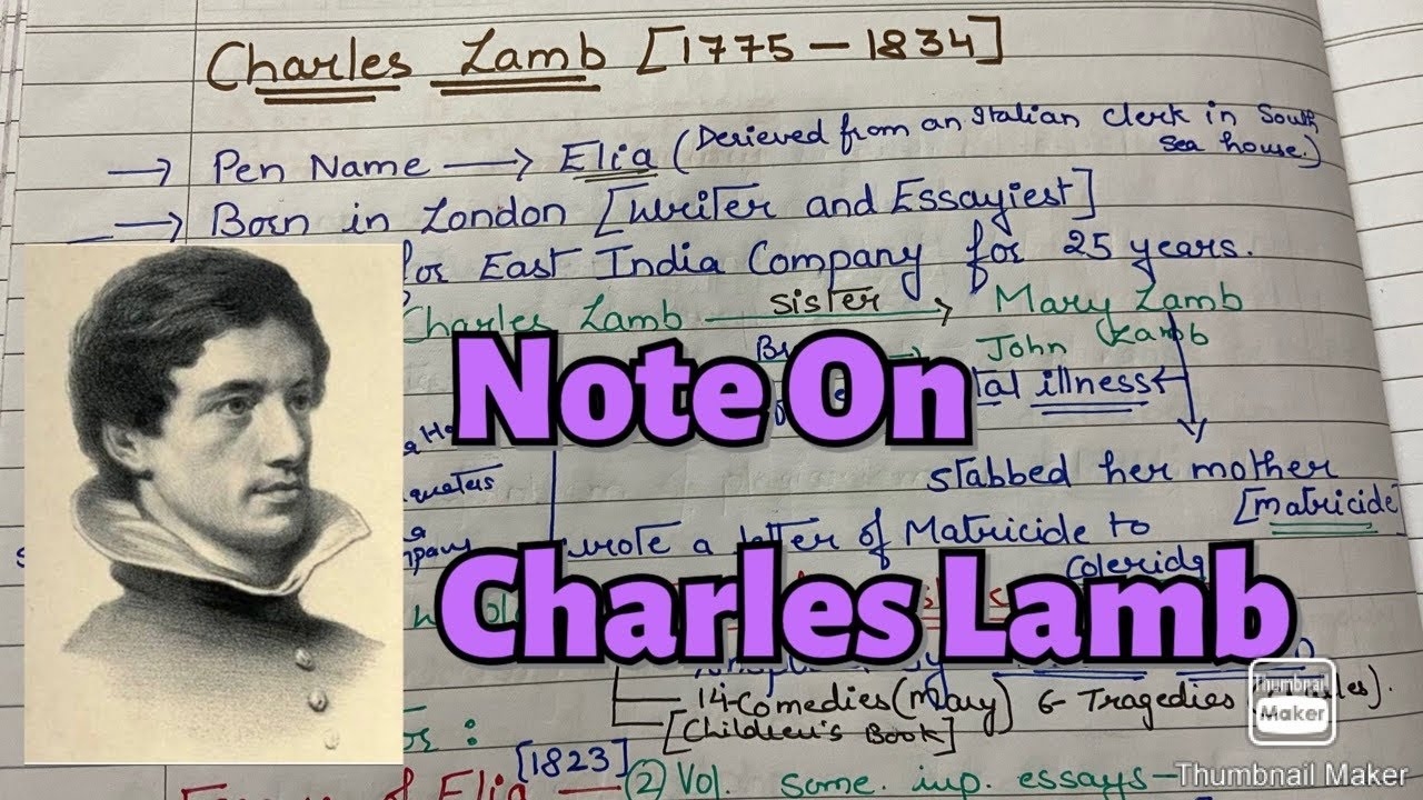 Charles Lamb Notes For Net Set Exams Important Works Points YouTube Charles Lamb Notes For Net Set Exams Important Works Points YouTube