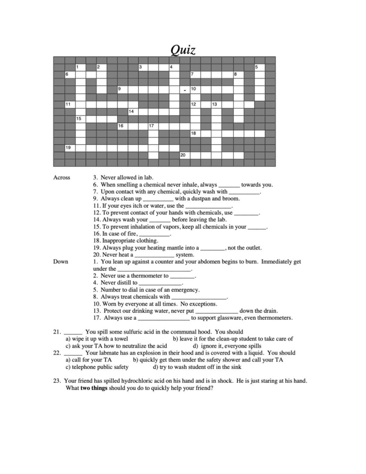 Chemistry Safety Quiz Lab CODES Quiz 1 23 On Lab Procedures Studocu Chemistry Safety Quiz Lab CODES Quiz 1 23 On Lab Procedures Studocu